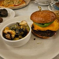 Vegan double cheeseburger with roasted veggies at True Food Kitchen in Atlanta