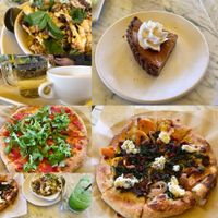 Pizzas, drinks and dessert- all vegan!  at True Food Kitchen in Atlanta