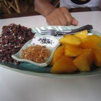 The mango sticky rice is enormous and very tasty at Bamboo Bee Vegetarian in Chiang Mai