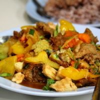 Mock chicken is good in Bamboo Bee.  at Bamboo Bee Vegetarian in Chiang Mai