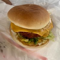 Chick’n burger on the go   at Lord of the Fries - Southern Cross Station in Melbourne
