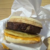 Patty and egg   at Lord of the Fries - Southern Cross Station in Melbourne