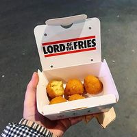Vegan mac and cheese balls at Lord of the Fries - Southern Cross Station in Melbourne
