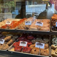 Top left are the four standard vegan flavors  at Donut Bar in San Diego