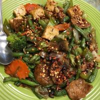 Hot & Spicy Green Beans w/ soy chicken  at Green Lotus Vegan in Gilbert