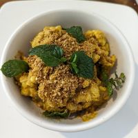 Vegan cauliflower mac and cheese at Backyard Cafe - Riverside in Phnom Penh