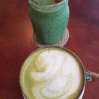 matcha latte and ultimate green smoothie at Backyard Cafe - Riverside in Phnom Penh
