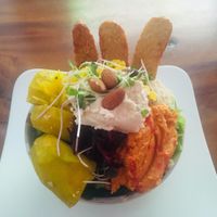 Abundance bowl with seitan at Backyard Cafe - Riverside in Phnom Penh