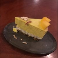 Raw mango and vanilla cheesecake- vegan and gluten free  at Backyard Cafe - Riverside in Phnom Penh