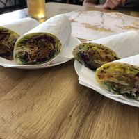 Seitan (left) and falafel durums at Erbils in Munich