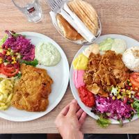 Vegan schnitzel and vegan doner at Erbils in Munich