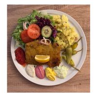 Schnitzel plate. Also amazing! at Erbils in Munich