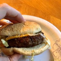 Vegan burger with “cheese" at Pasquale’s Italian Restaurant and Pizzeria in Lancaster
