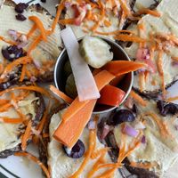 Hummus toast with picked veggies  at Redwing Cafe in Seattle