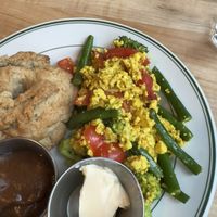 Vegan tofu scramble and vegan biscuitts  at Redwing Cafe in Seattle