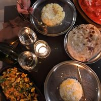 Butter chicken (girlfriend ordered), I had the vegetable dish (I forget name) at Station Krishna in Paris