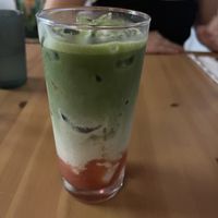 Strawberry matcha latte   at Berlingeri Cocina Artesanal in San Juan