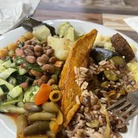 Lots to choose from. Whoops filled up my plate 😅  at Dimassi's Mediterranean Buffet in The Woodlands