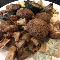 Falafel, cauliflower, zucchini and squash, potatoes, hummus    at Dimassi's Mediterranean Buffet in The Woodlands