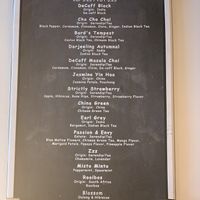 Tea menu. at Red Pipe in Forest Hills