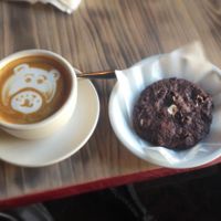 Latte art and some sweets  at Red Pipe in Forest Hills