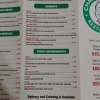 Menu 6 of 6 at Chaat Bhavan in Sunnyvale