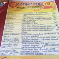 New menu at Vegetarian Food - Maenamkwai Rd in Kanchanaburi