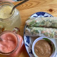 Summer rolls, watermelon drink and lime drink  at Chay Viet in Dresden
