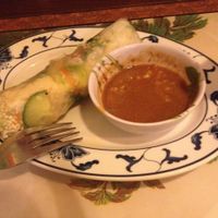 Spring roll with peanut sauce. Yum! at Chay Viet in Dresden