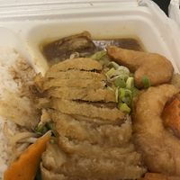 Mock duck & vegan shrimps in a BBQ sauce as take away   at Chay Viet in Dresden