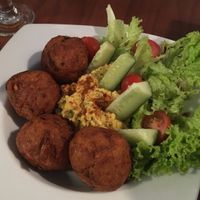 Falafels, hummus ,fresh vegetables - what more do you need? ;)  at GYVAS baras in Vilnius