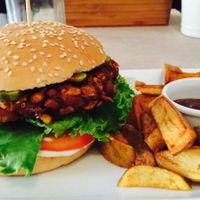 Their famous burger.  at GYVAS baras in Vilnius