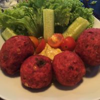 beetroot falafel  at GYVAS baras in Vilnius