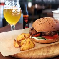 Soy fillet burger at GYVAS baras in Vilnius