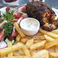 Inside the chicken Kiev... scrumptious! at GYVAS baras in Vilnius