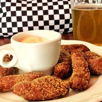 Crispy seitan snacks:) at GYVAS baras in Vilnius