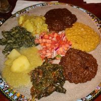Vegetarian plate (vegan) at Ethiopic Restaurant in Washington