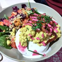 Pancakes and scrambled tofu at Les Demoiselles de Montpellier in Montpellier