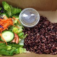 side salad and rice for the curry (carry-out order) at Vegan House in Phoenix
