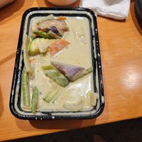 Green curry with mock shrimp at Vegan House in Phoenix
