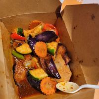 Eggplant with mock chicken at Vegan House in Phoenix