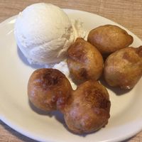 Fried banana and coconut ice cream  at Vegan House in Phoenix
