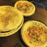 Chickpea hummus at Hummus in Barcelona