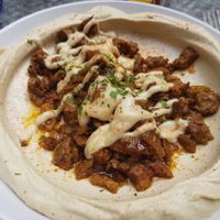 Seitan hummus (main) at Hummus in Barcelona