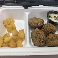 Falafel and home fries at Hummus in Barcelona