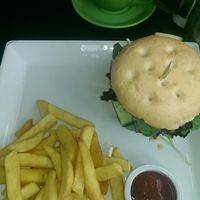 Vegan Aubergine Burger at Flying Aubergine Cafe in Southampton