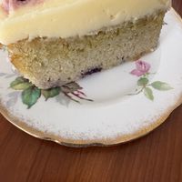 Blueberry and vanilla cake  at The Cornerhouse Cafe in Berwick-upon-tweed