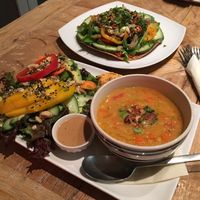 Soup and salad and pizza  at HaPP in Luxembourg City