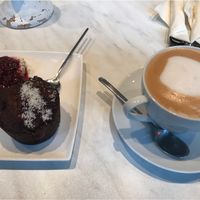 Cashew muffin with soy milk (all vegan)  at HaPP in Luxembourg City