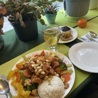 Vegan chicken balls with mixed vegetables    at Peaceful Loft in St Johns